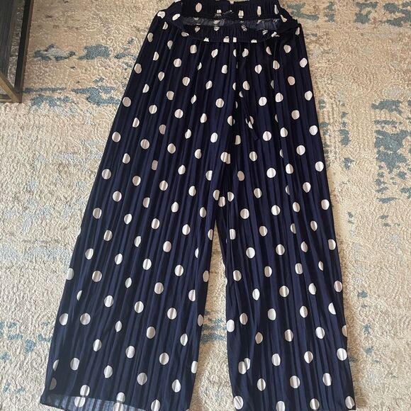Zara Dark Blue Polka Dot Pants - Picture 1 of 2